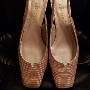 EUC J.Renee Lizard Print Patent Slingback Pumps